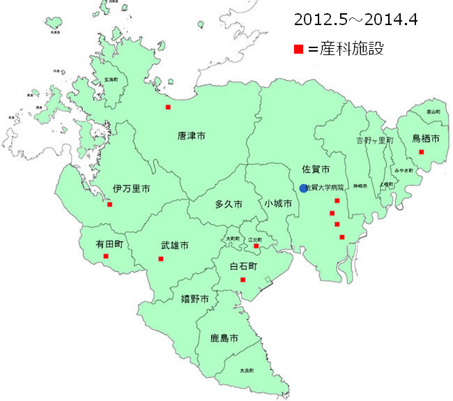 紹介いただいた県内産科施設の地図